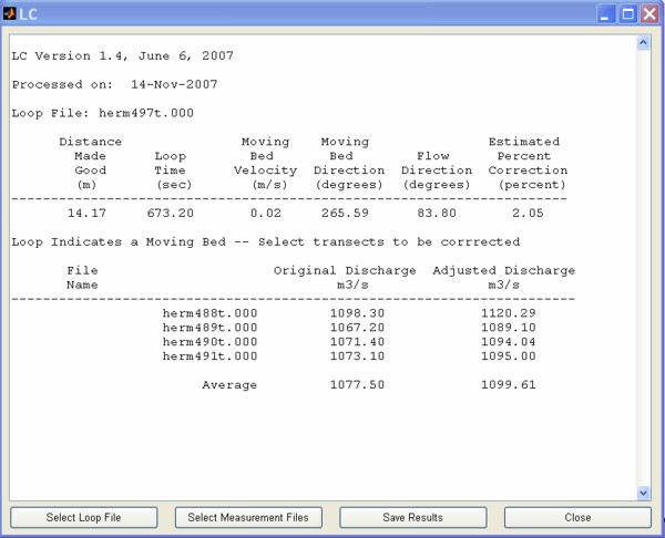 Screen capture of LC user interface