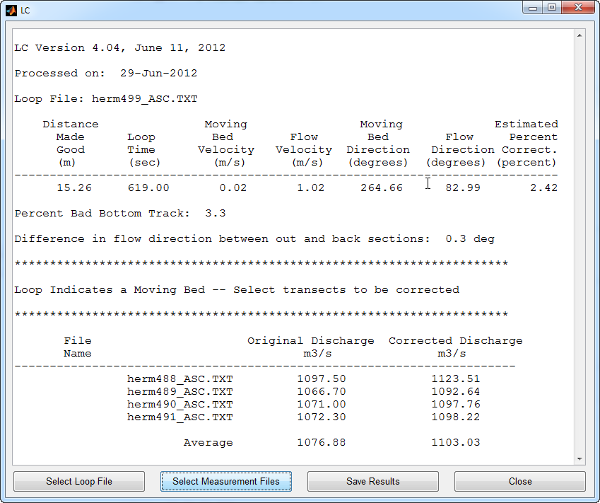 Screen capture of LC user interface
