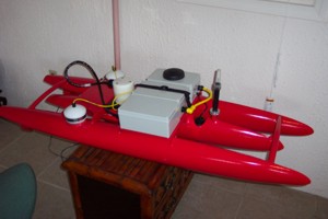 Photograph of Sea Robotics RC boat to deploy a SonTek/YSI PC-ADP