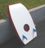 Photograph of custom boogie board for ADCP deploymet, view of bottom.